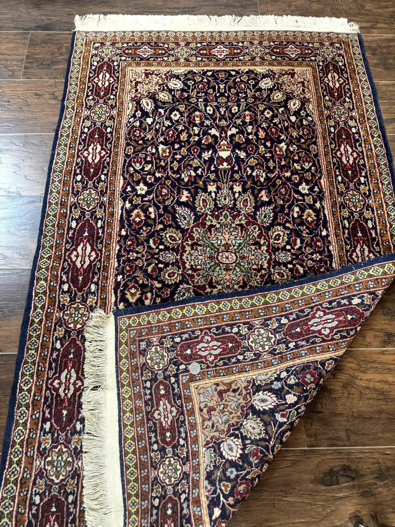 Indo Kashmiri Rug 3x5, Navy Blue, Very Fine 400 KPSI, Pair A by Jewel Rugs