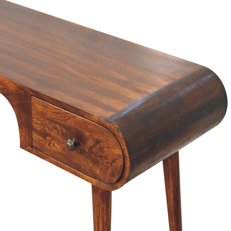 Solid Wood London Arch Writing Desk, 2-Drawers, Chestnut by HouseOfZazla