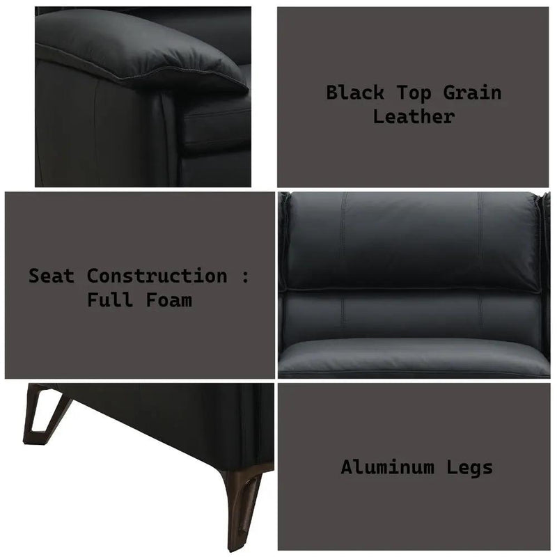 Eilene - Loveseat - Black Top Grain Leather by Unique Piece Furniture