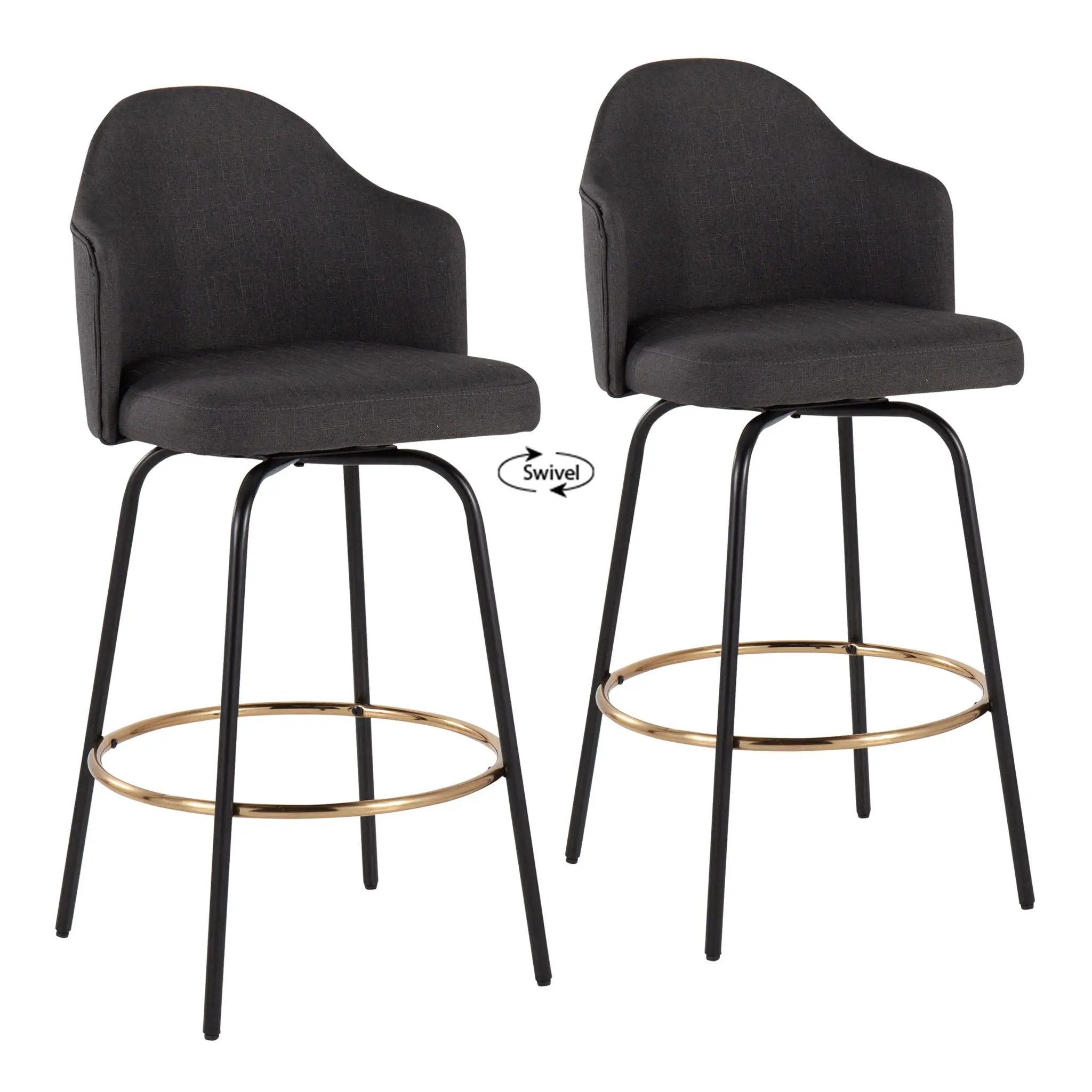 Ahoy - Contemporary Fixed Height Counter Stool Round Footrest (Set of 2) by HouseOfZazla