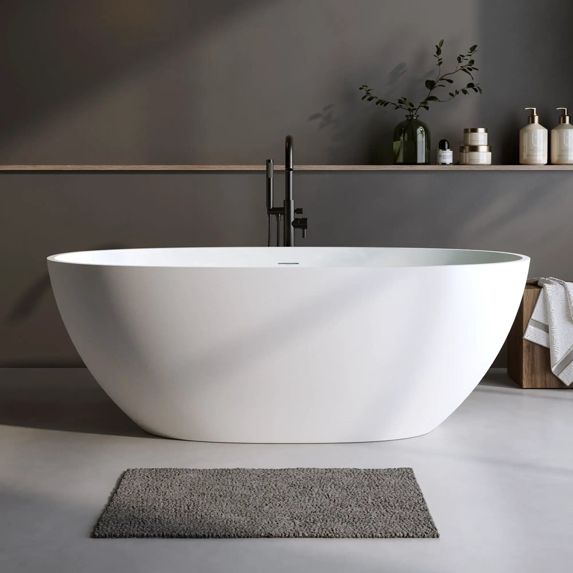 Solid Surface Freestanding Soaking Tub by HouseOfZazla