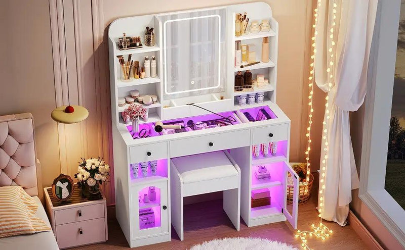 43.2" Vanity Desk with LED Mirror and Lights by HouseOfZazla