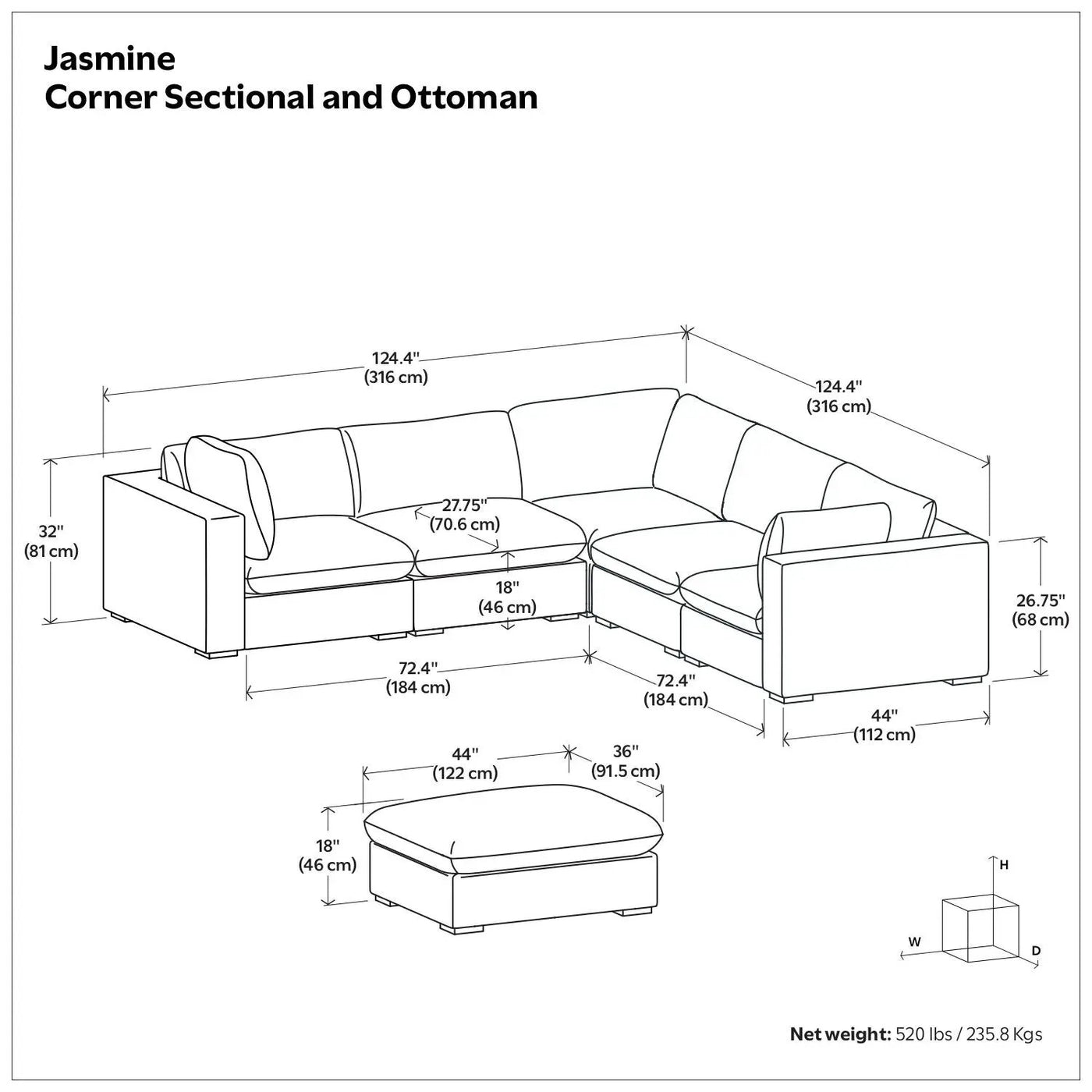 Jasmine - Handcrafted Sofa And Ottoman by Unique Piece Furniture