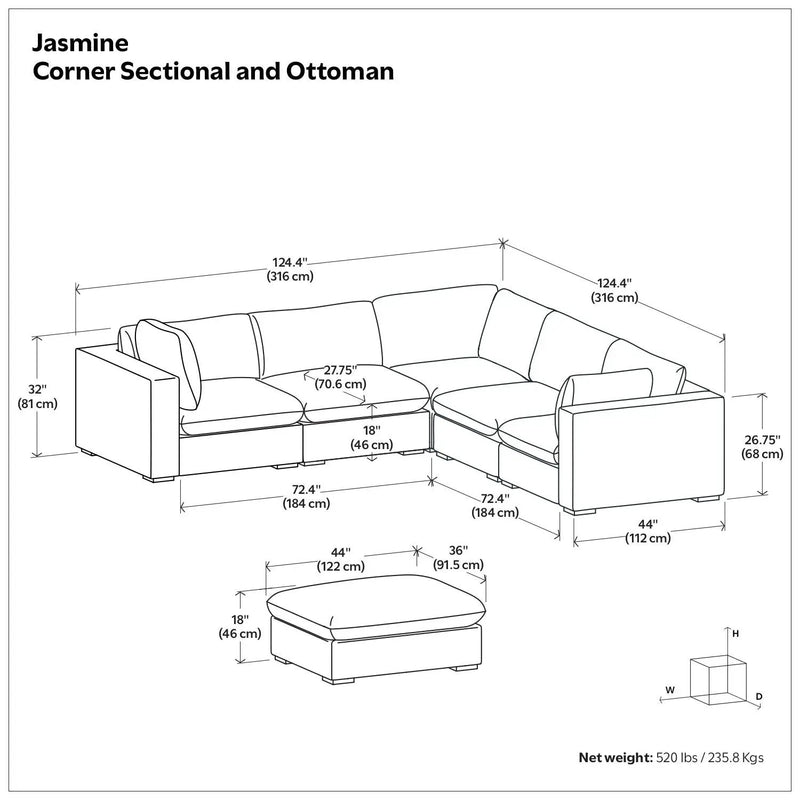 Jasmine - Handcrafted Sofa And Ottoman by Unique Piece Furniture