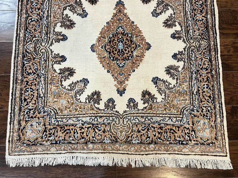 Square Persian Kirman Rug 4x4, Semi Open Field, Handmade by Jewel Rugs
