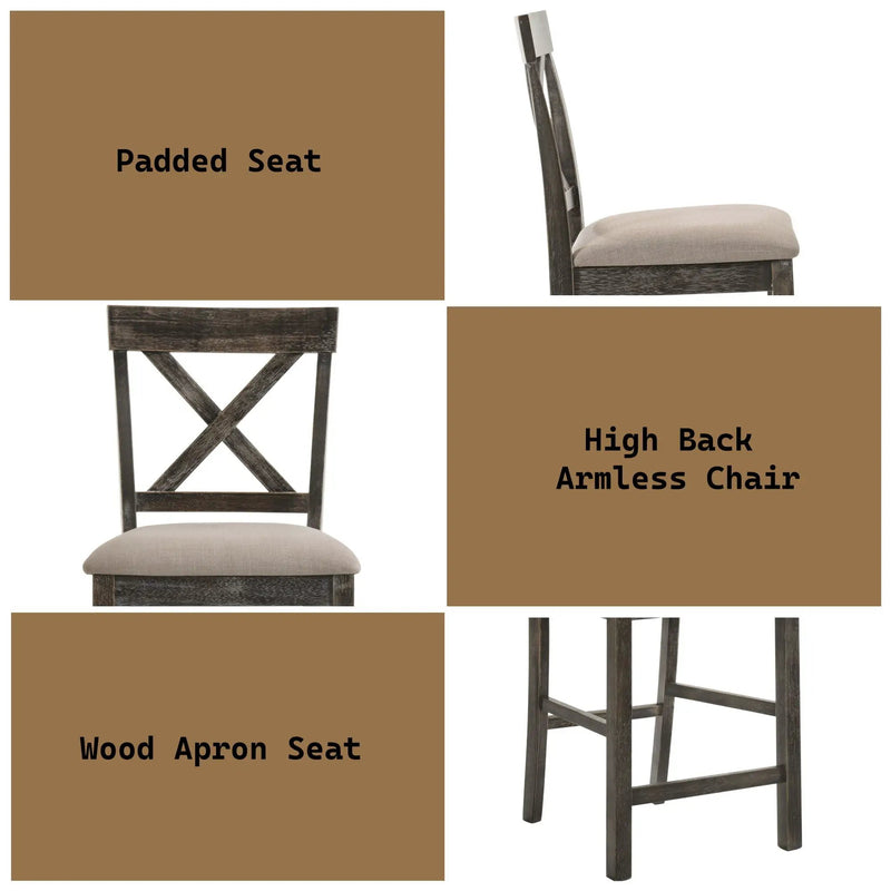 Martha II - Weathered Counter Height Chair (Set of 2) - Gray / Tan by Unique Piece Furniture