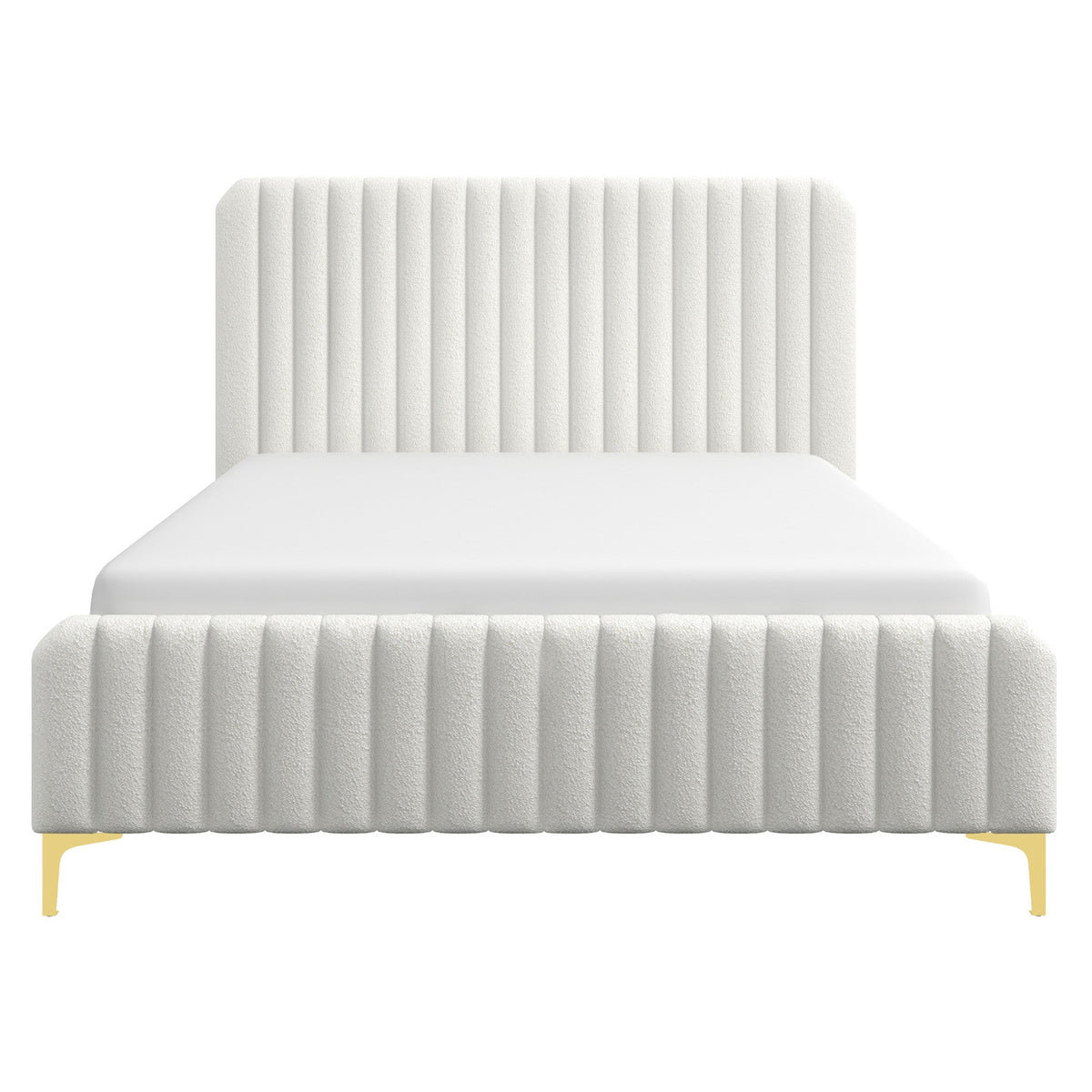 Valery King Size Bed Frame with Tufted Upholstery - White Boucle, photo 10 of 10