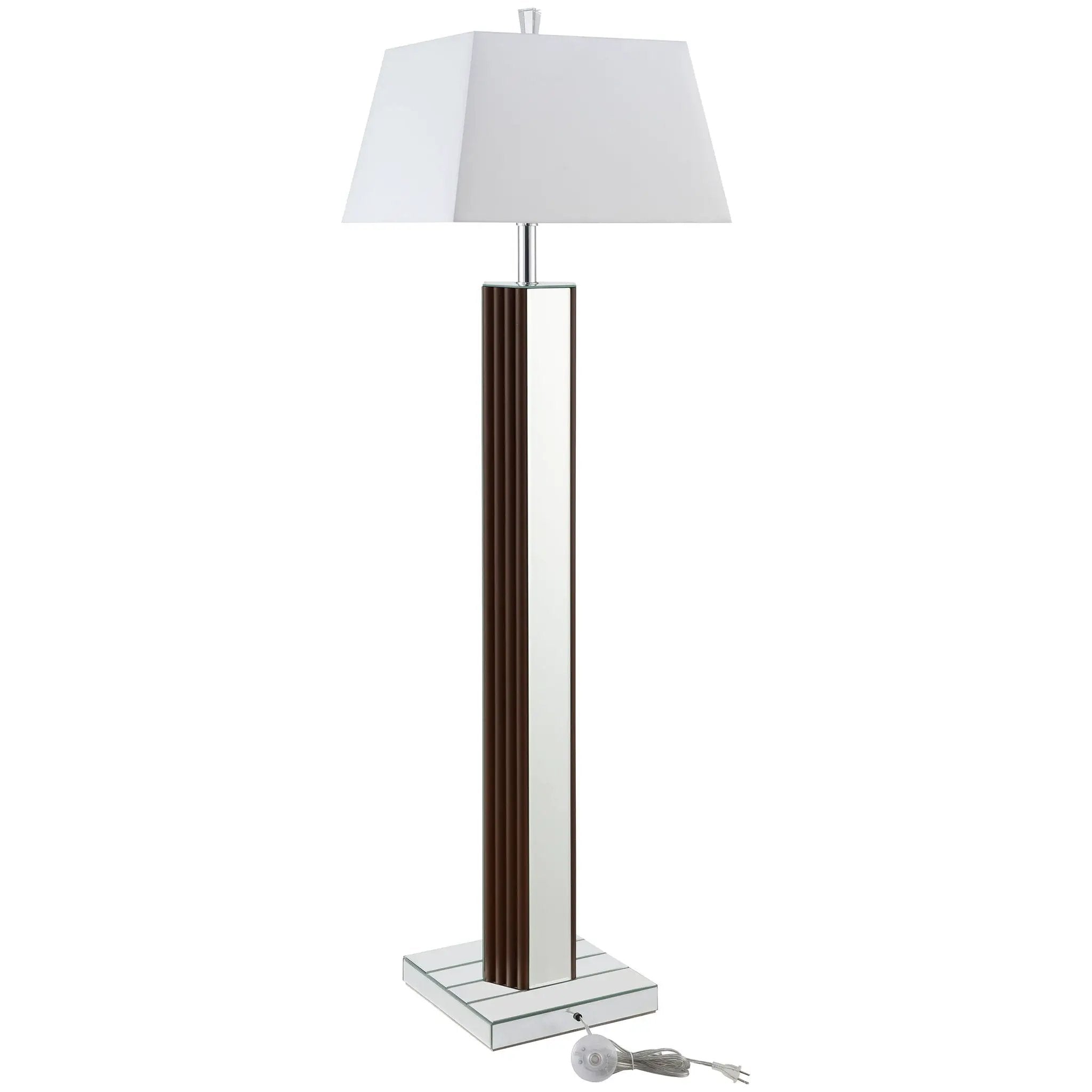 Elena 67-inch Square Tapered Mirrored Floor Lamp Brown by Unique Piece Furniture