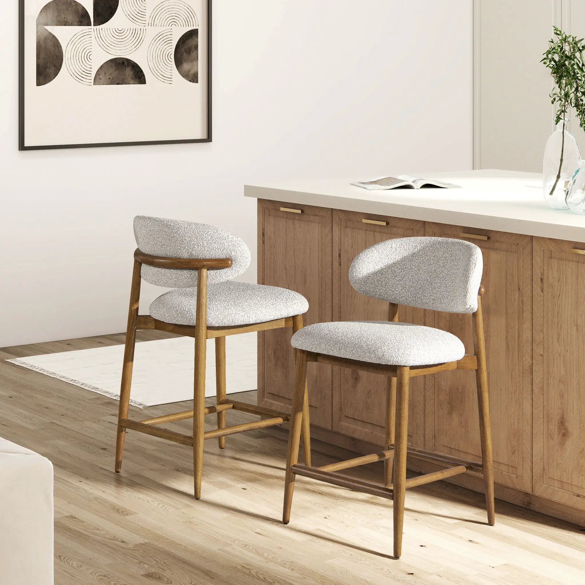 Locke - Modern Upholstered Counter Stool With Frame - Salt / Pepper by Unique Piece Furniture