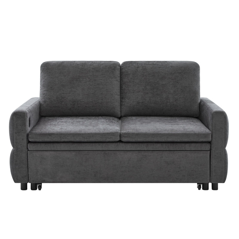 Convertible Sofa Bed Loveseat With Adjustable Backrest And USB Ports by HouseOfZazla