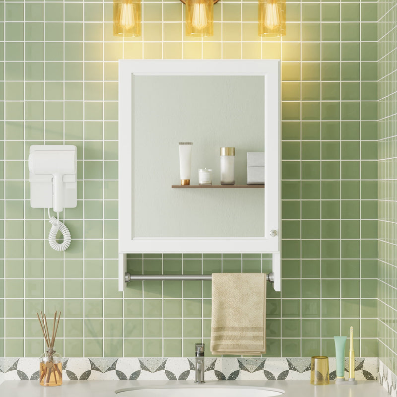3 in 1 Wall Mounted Bathroom Mirror Cabinet with Adjustable Shelf - White, photo 2 of 4