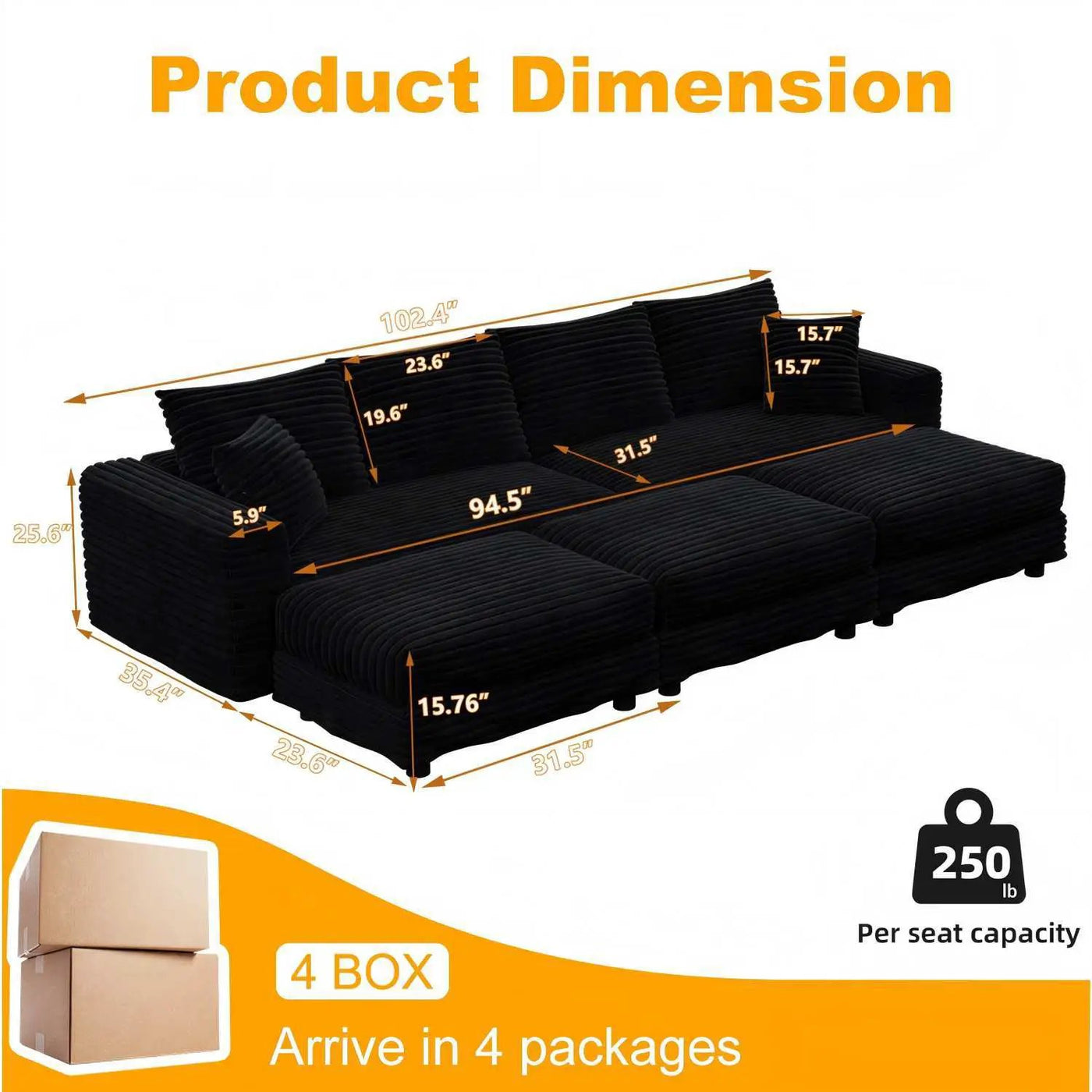 Modern Comfy Upholstered Sofa Cloud Couch & Deep Seat Couches by HouseOfZazla