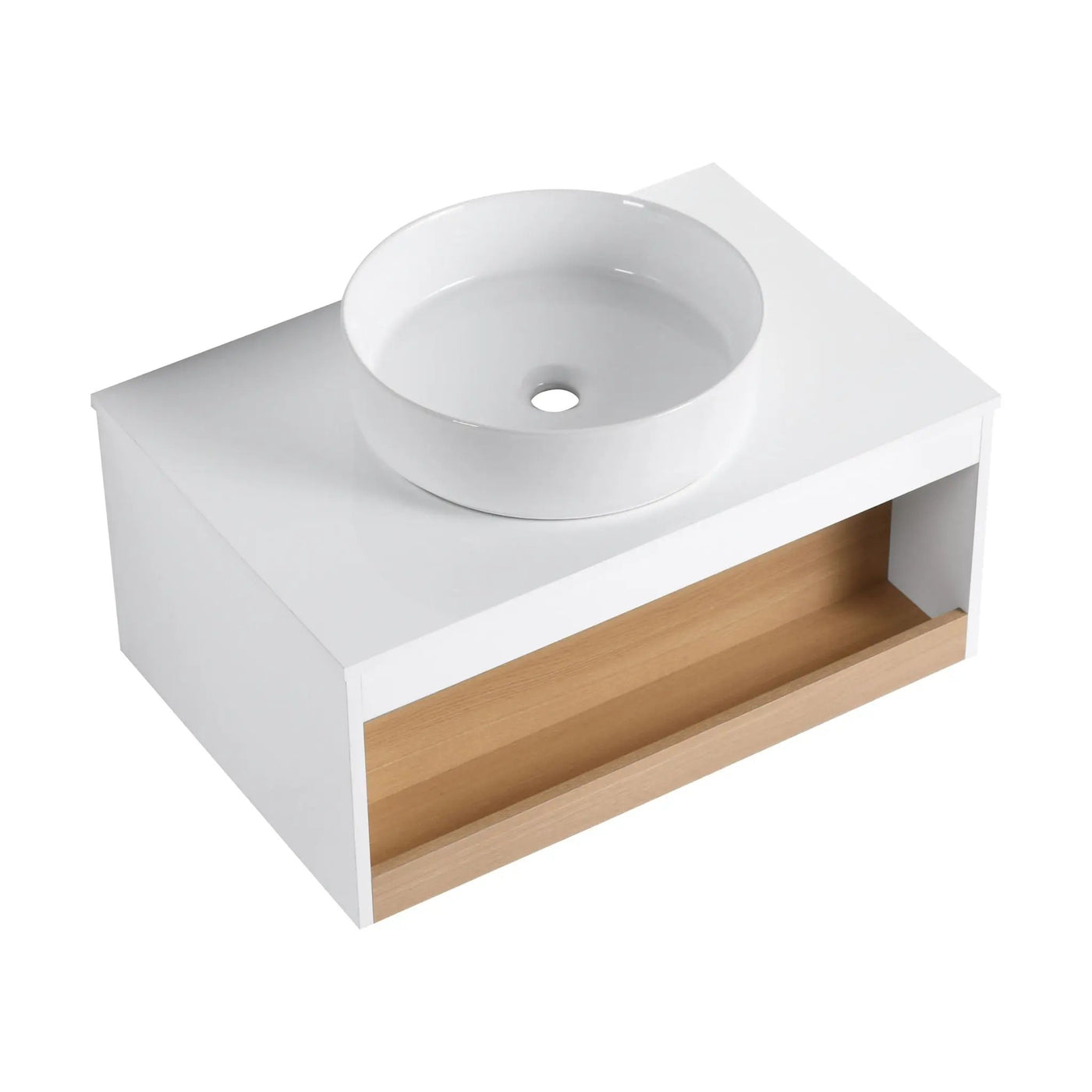 Floating Bathroom Vanity With Glossy Round Vessel Sink by Unique Piece Furniture