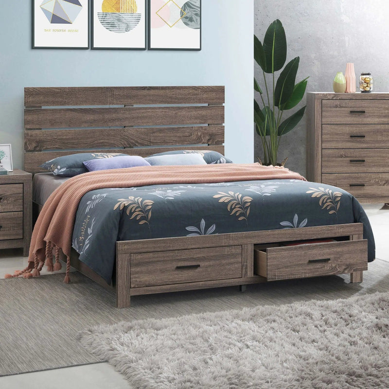 Brantford Wood Queen Storage Panel Bed Barrel Oak by Unique Piece Furniture