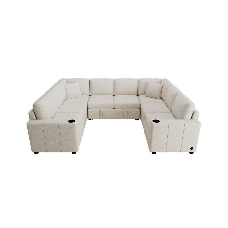 Convertible U-Shaped Sectional Sofa With Pull-Out Bed by Unique Piece Furniture