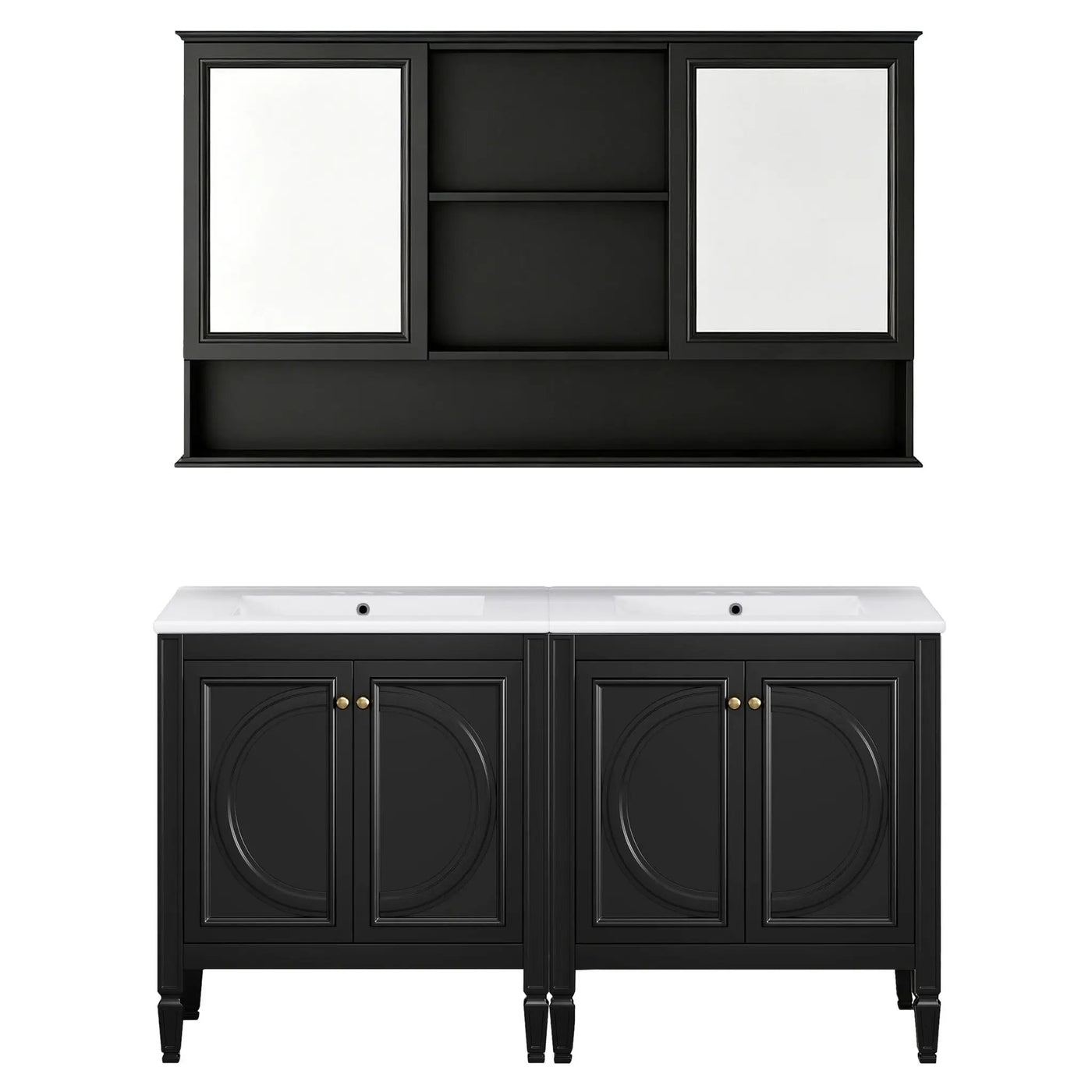 Double Sink Bathroom Vanity Set with Wall Mount Mirror Cabinet by HouseOfZazla