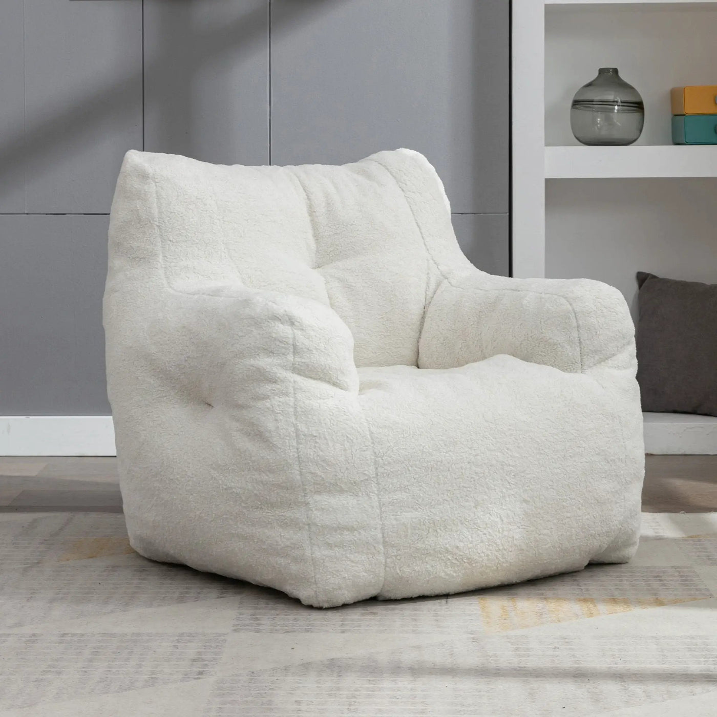 Soft Teddy Fabric Tufted Foam Bean Bag Chair With Teddy Fabric by HouseOfZazla