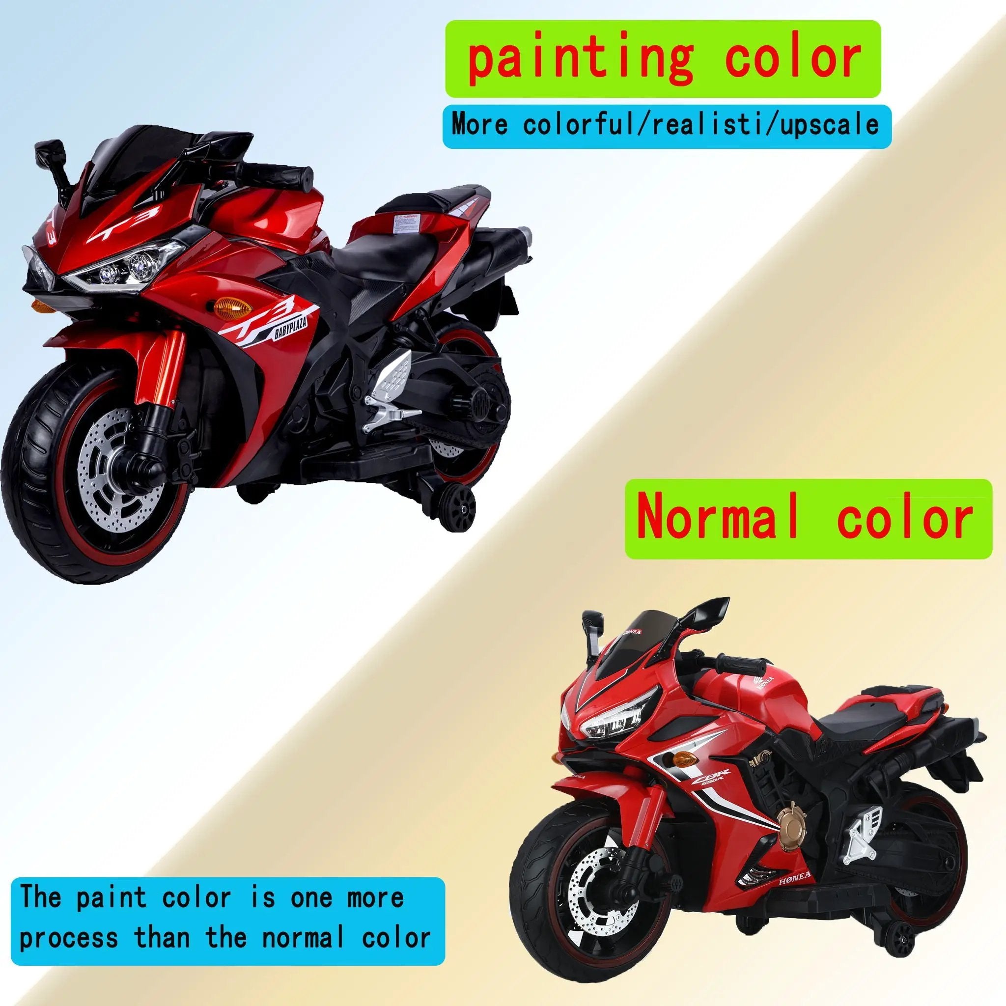 Kids 12V Motorcycle With Training Wheels, Manual Throttle, And Lighting Wheels For Boys And Girls Ages 3-6 - Red by HouseOfZazla