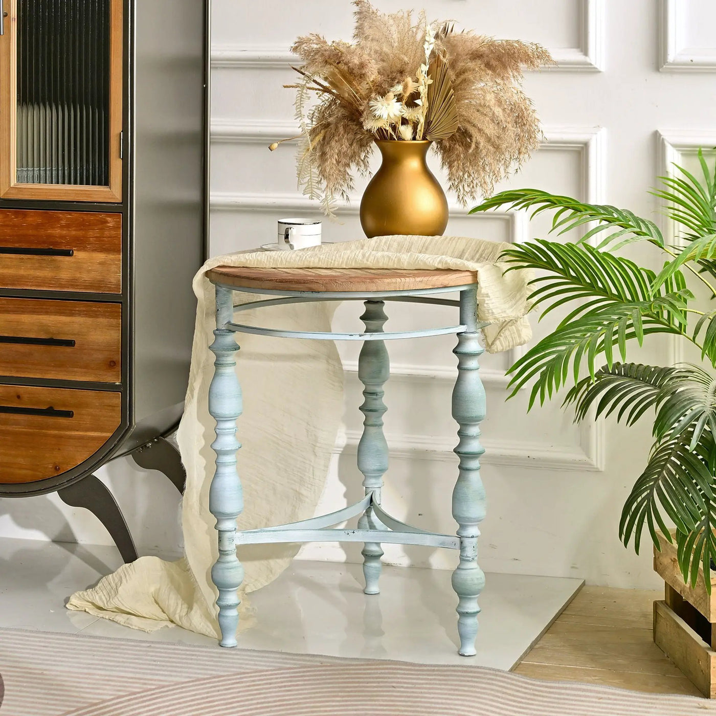 Round Top Carved Table For Living Room by HouseOfZazla