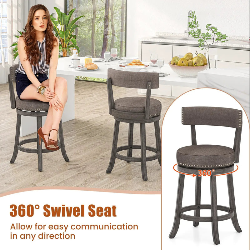 Counter Height Swivel Bar Stools Set of 2 - 24 & 29 Inch by DirectDeals