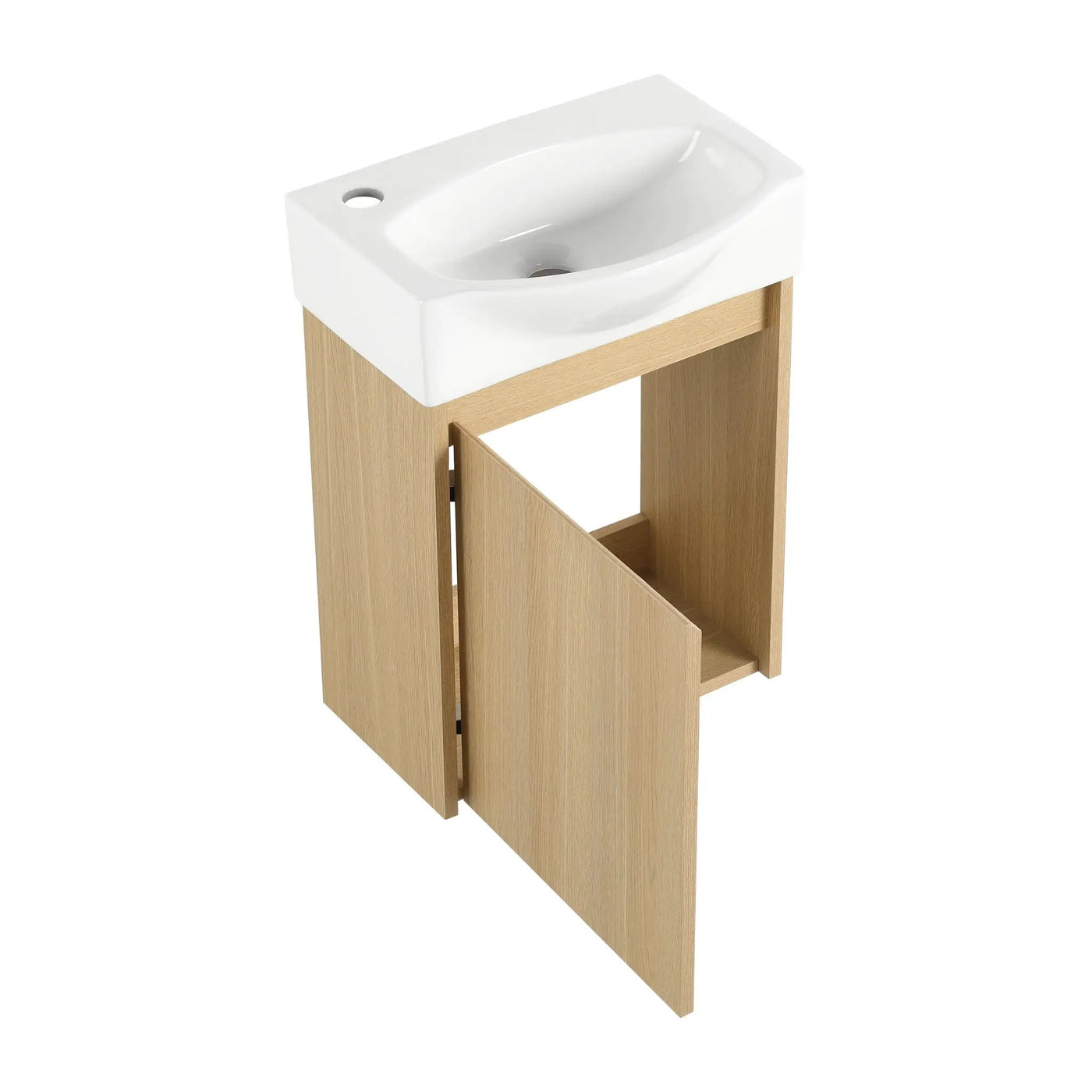 Modern Bathroom Vanity With Ceramic Basin, Wall Mounted Floating Sink Combo, Storage Cabinet by HouseOfZazla