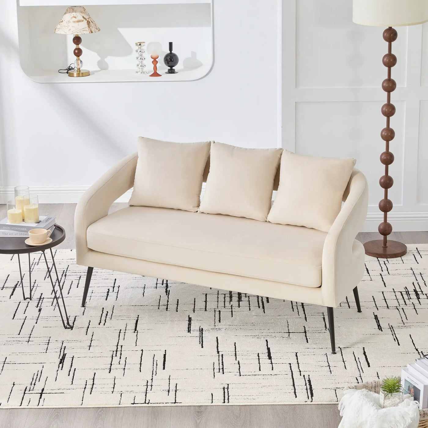 Open Back Loveseat Settee With 3 Pillows by HouseOfZazla