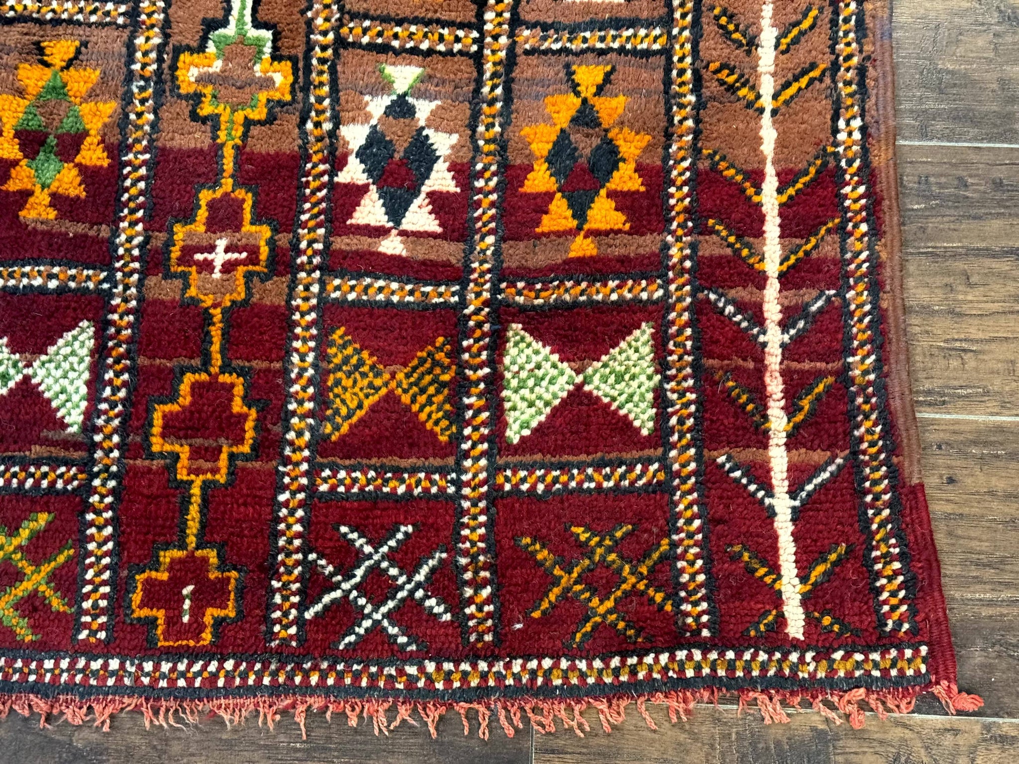 Moroccan Berber Tribal Rug 3x5, Geometric Area Rug, Red Orange Brown by Jewel Rugs