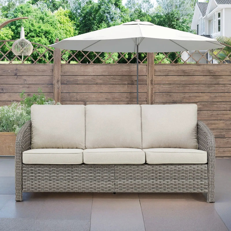 73.6" PE Wicker Rattan Outdoor Furniture Set - 3 Seat Sofa by HouseOfZazla