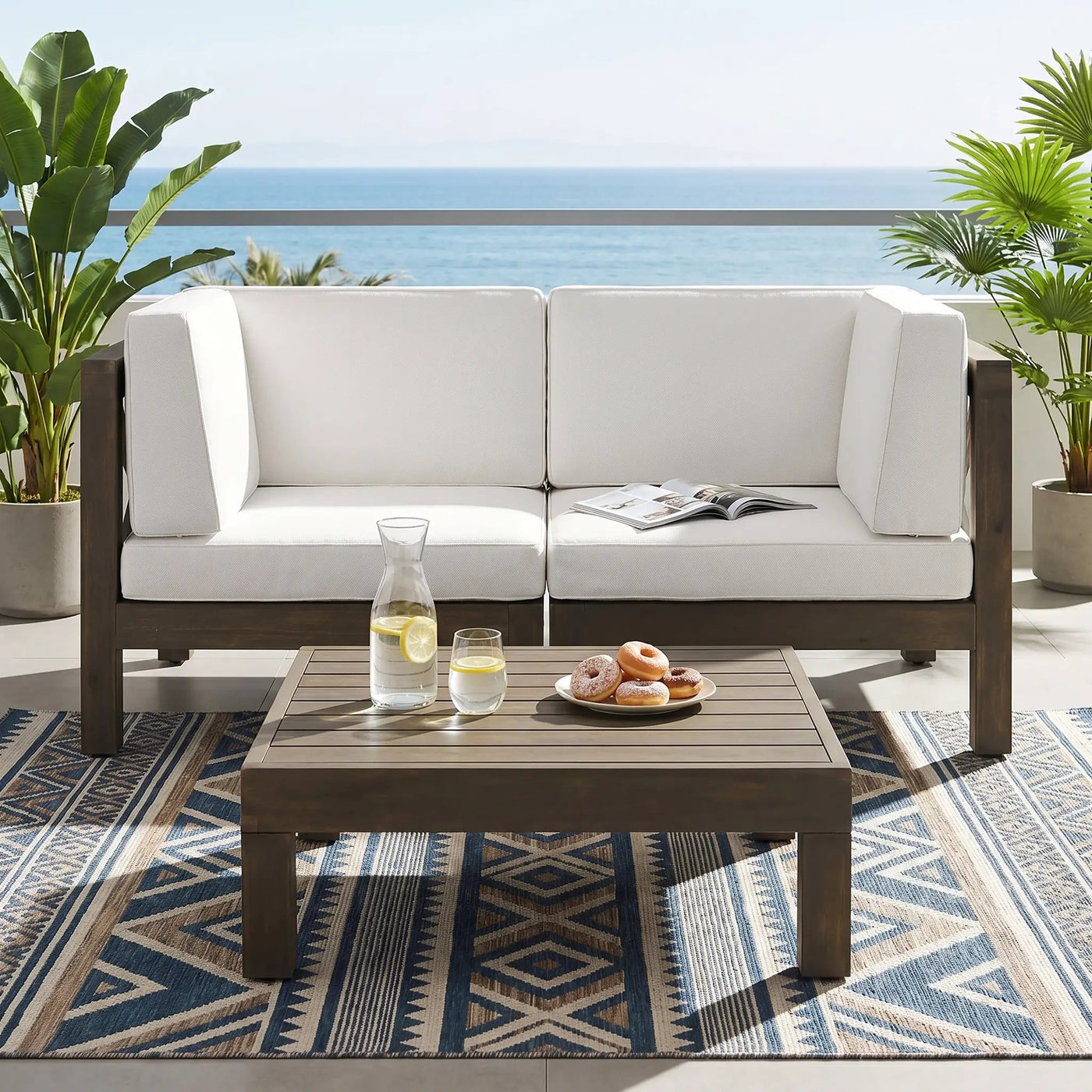 Brava X-Back 2-Seater Sectional Loveseat with Coffee Table by HouseOfZazla