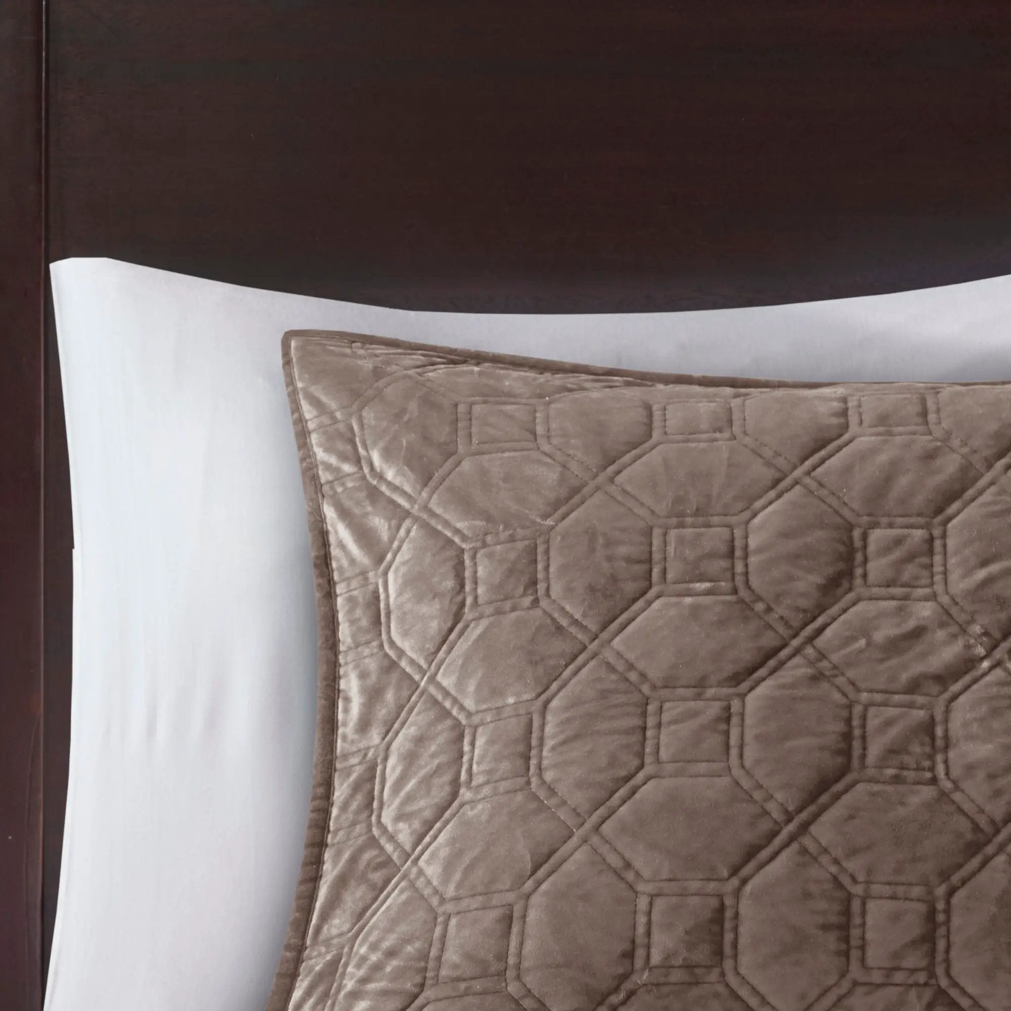 3 Piece Velvet Quilt Set Taupe Full/Queen by HouseOfZazla