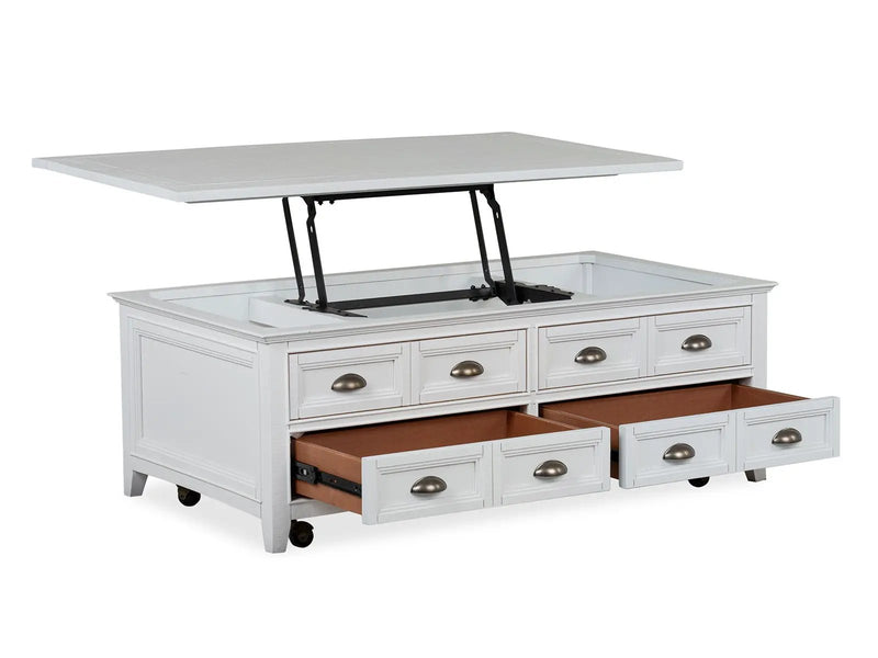 Heron Cove - Lift Top Storage Cocktail Table With Casters - Chalk White by Unique Piece Furniture