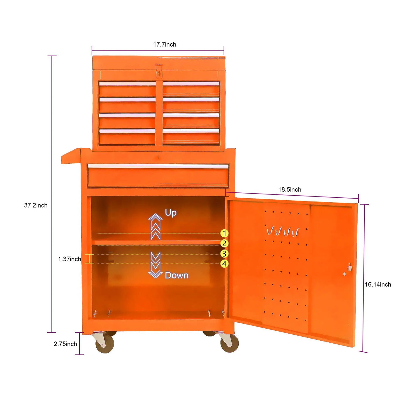 High Capacity Rolling Tool Chest With Wheels And Drawers, Storage Cabinet by HouseOfZazla