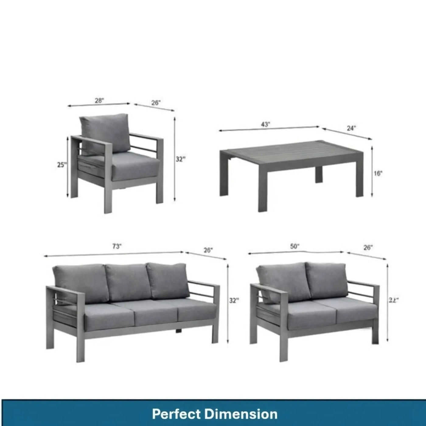 Outdoor Patio Set, All-Weather & Thick Cushions by HouseOfZazla