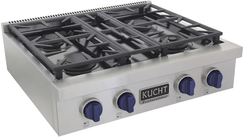Kucht 30 Inch Gas Sealed Burner Rangetop KFX309T-B by Farmhouse Kitchen and Bath