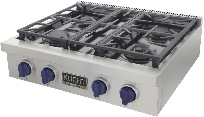 Kucht 30 Inch Gas Sealed Burner Rangetop KFX309T-B by Farmhouse Kitchen and Bath