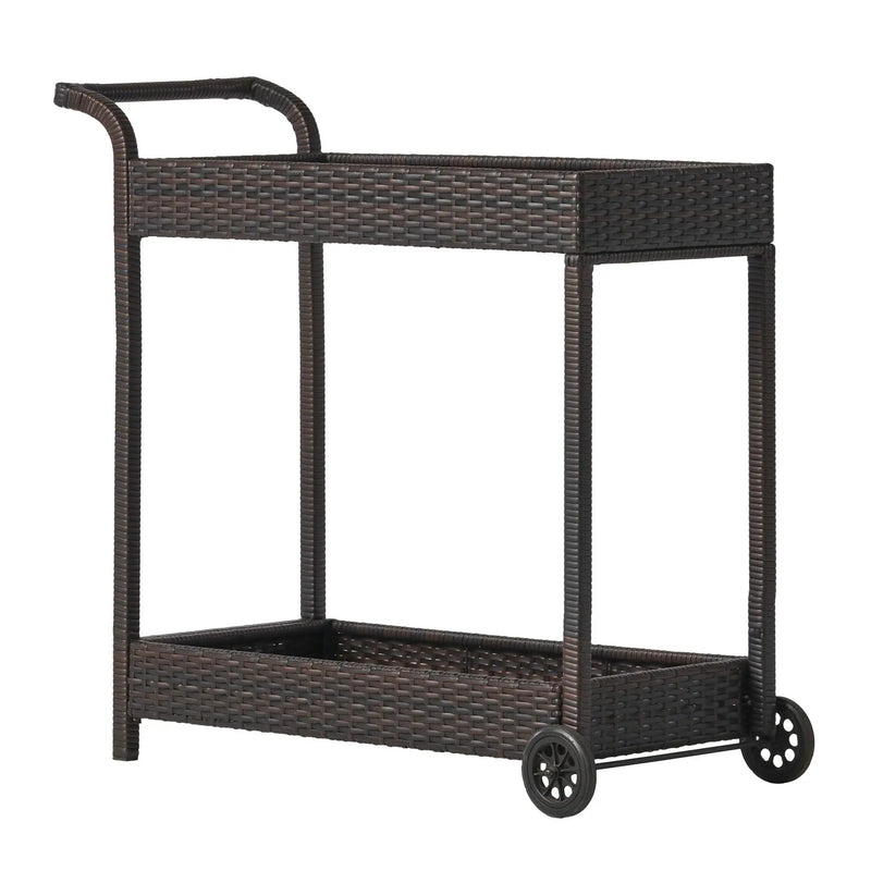 Resin Wicker Bar Cart With Metal Frame - Brown by HouseOfZazla