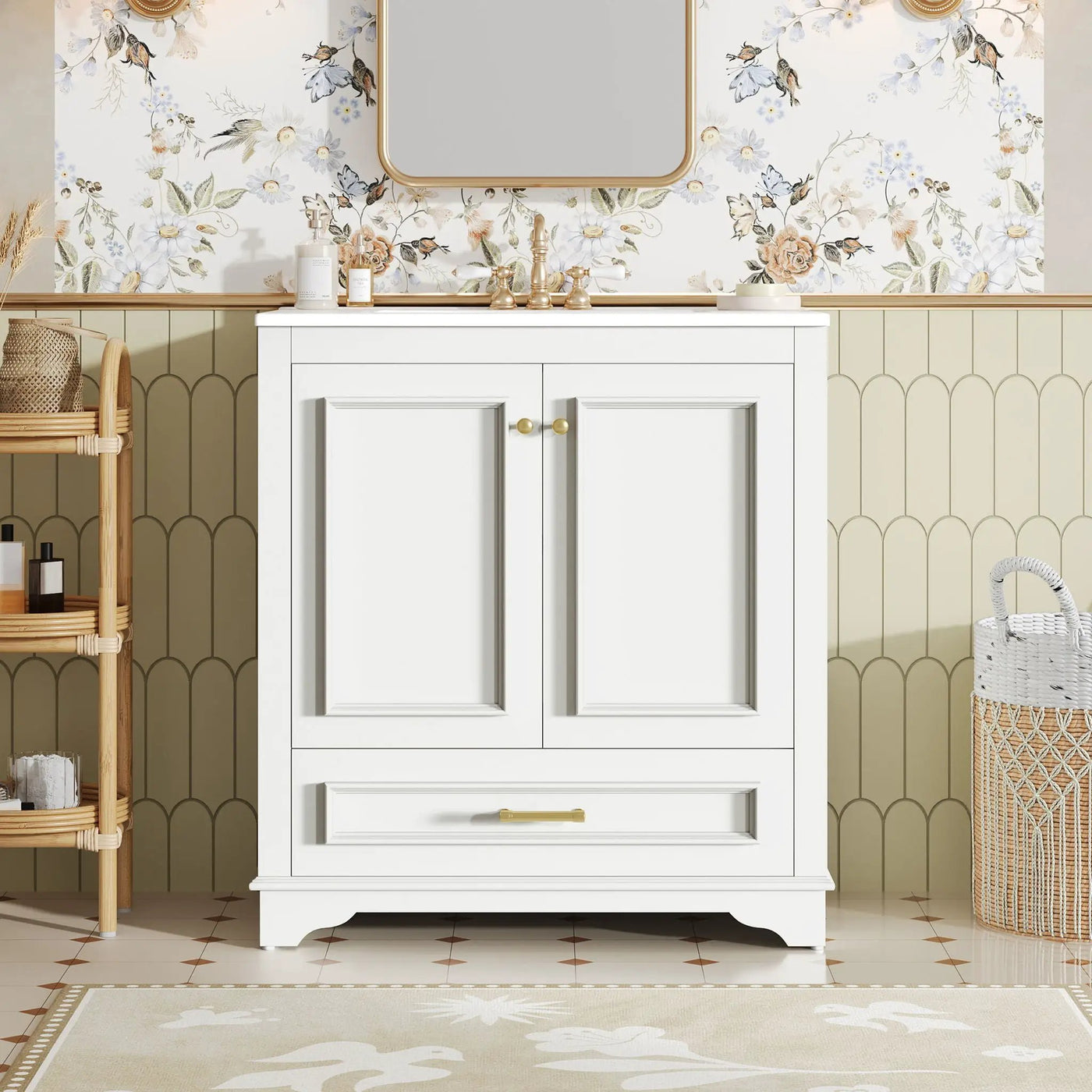 Bathroom Vanity With Sink, Cabinet & 2 Soft Closing Doors & Adjustable Shelf by Unique Piece Furniture