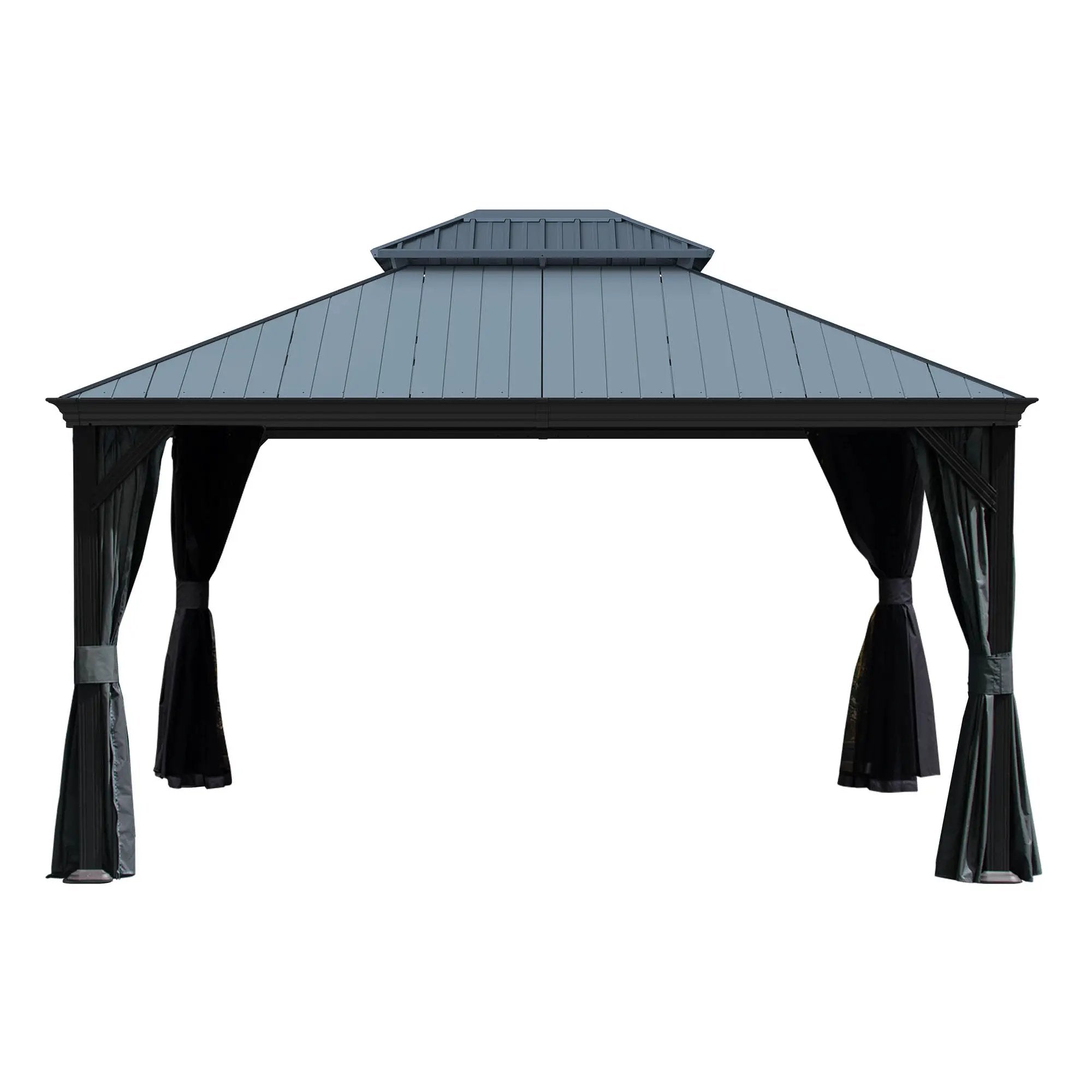 12'x14' Hardtop Gazebo with Resin Roof and Drainage Gutters by HouseOfZazla