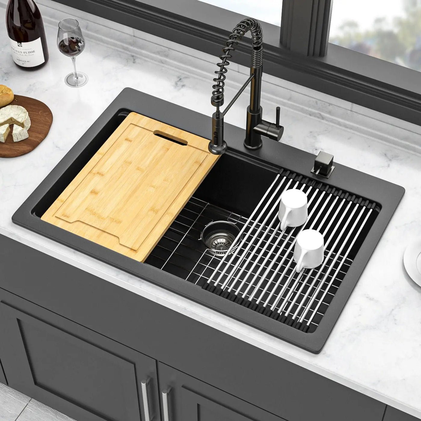 Granite Composite Quartz Kitchen Sink With Workstation Features And Drop In Design by HouseOfZazla