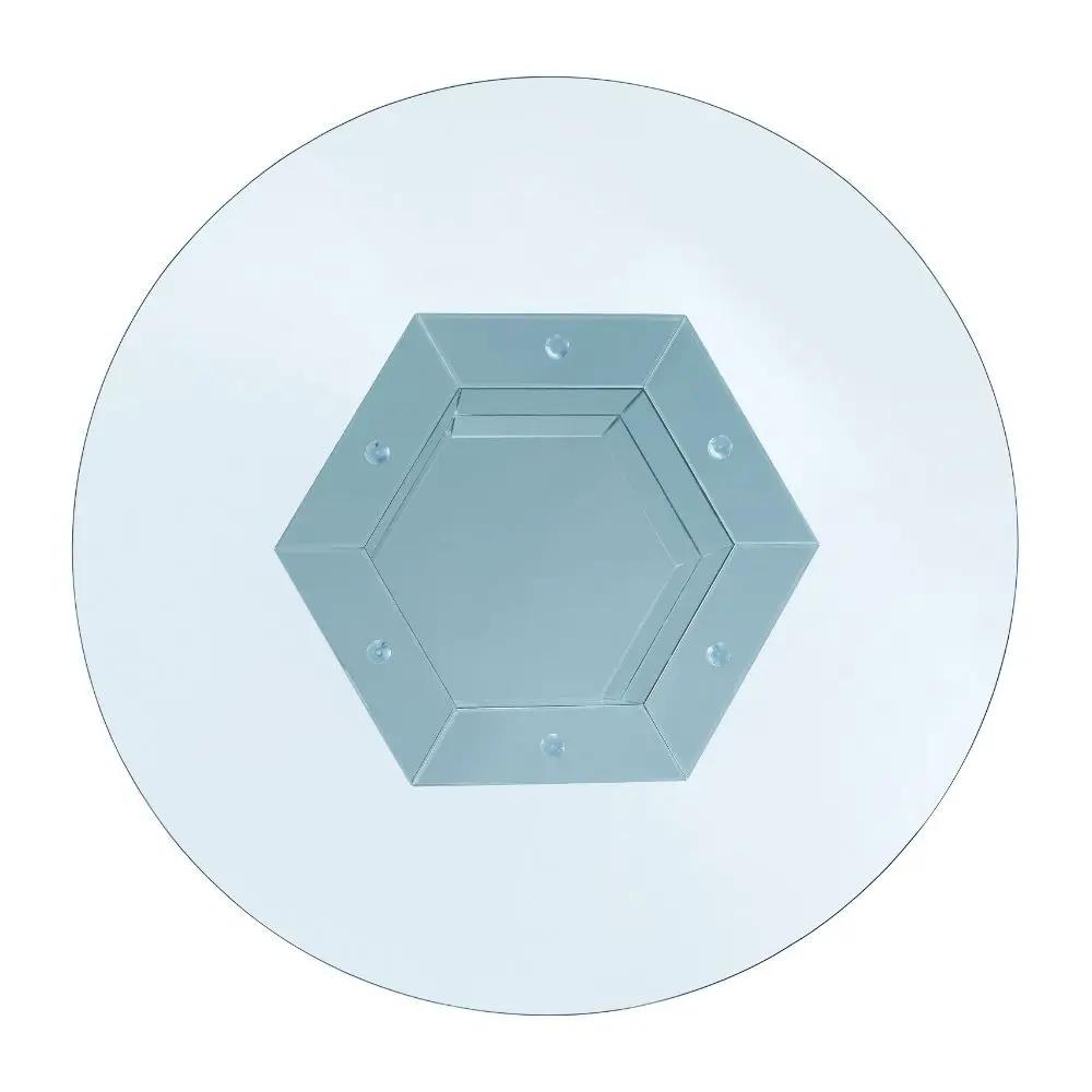 Noralie - Dining Table - Mirrored, Faux Diamonds & Clear Glass Top by Unique Piece Furniture