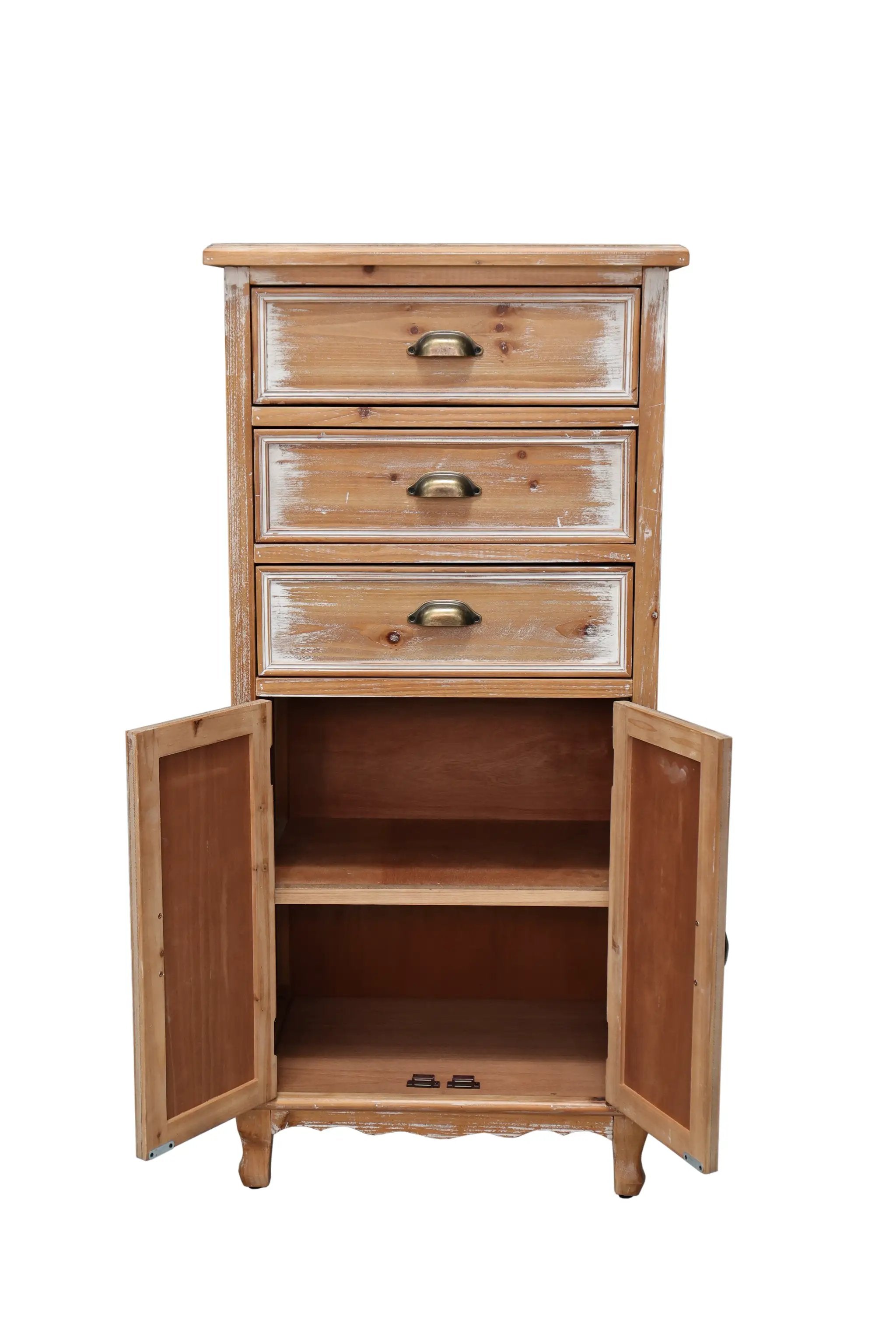 Rustic Wooden Storage Cabinet with Decorative Cutout Door & 3 Drawers by HouseOfZazla