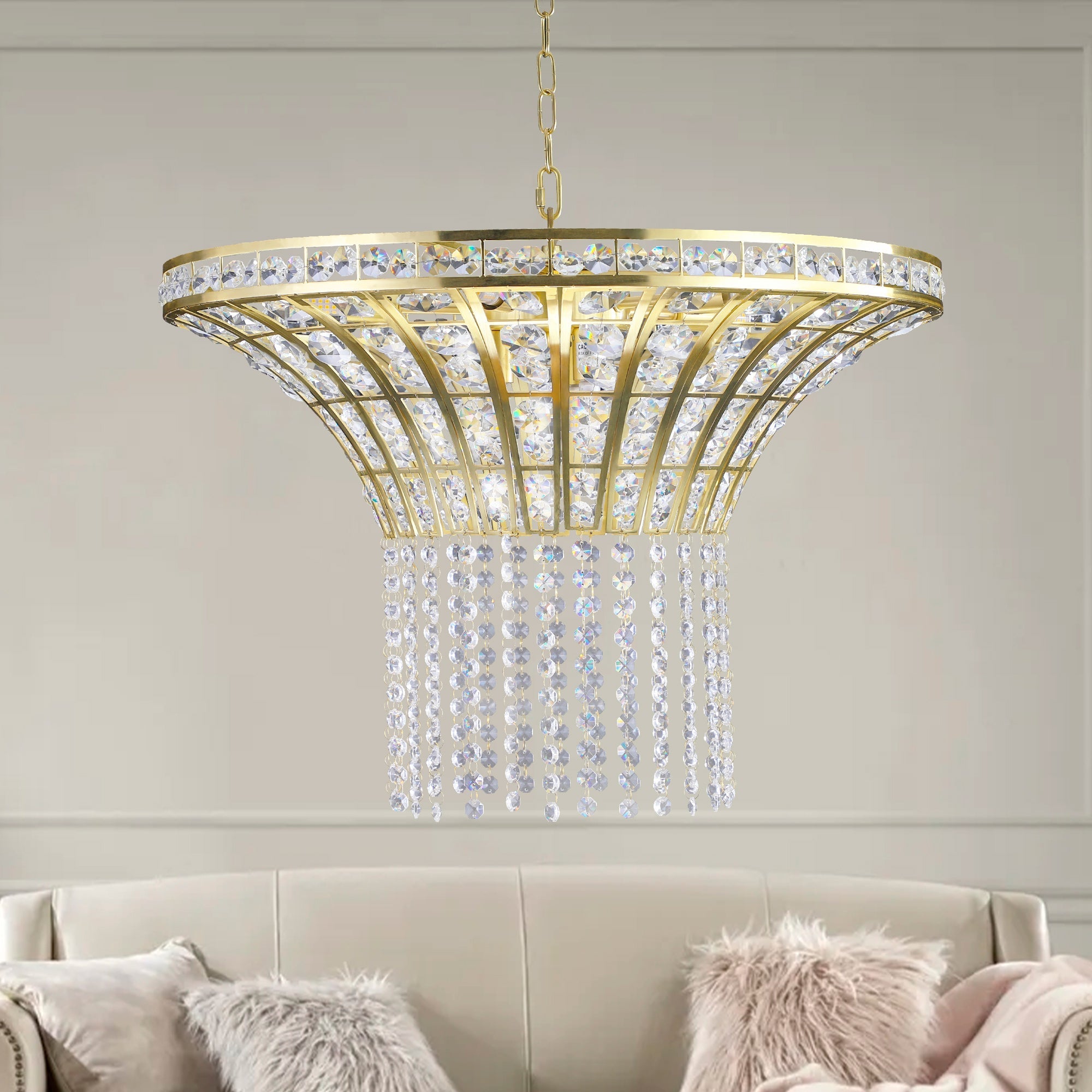 8-Light 23.6' Wide Crystal Waterfall Chandelier by HouseOfZazla