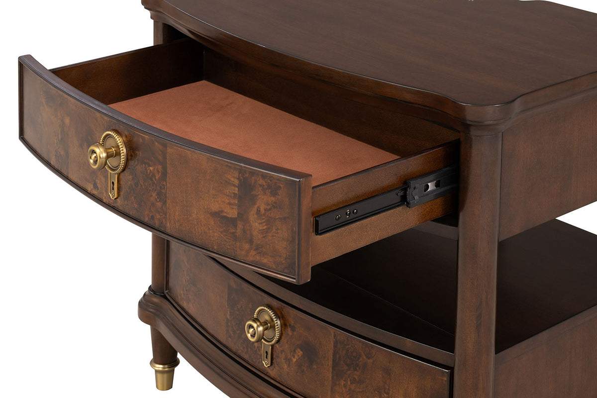 Traditional Style Nightstand with Power Outlet - Dark Cherry, photo 5 of 8
