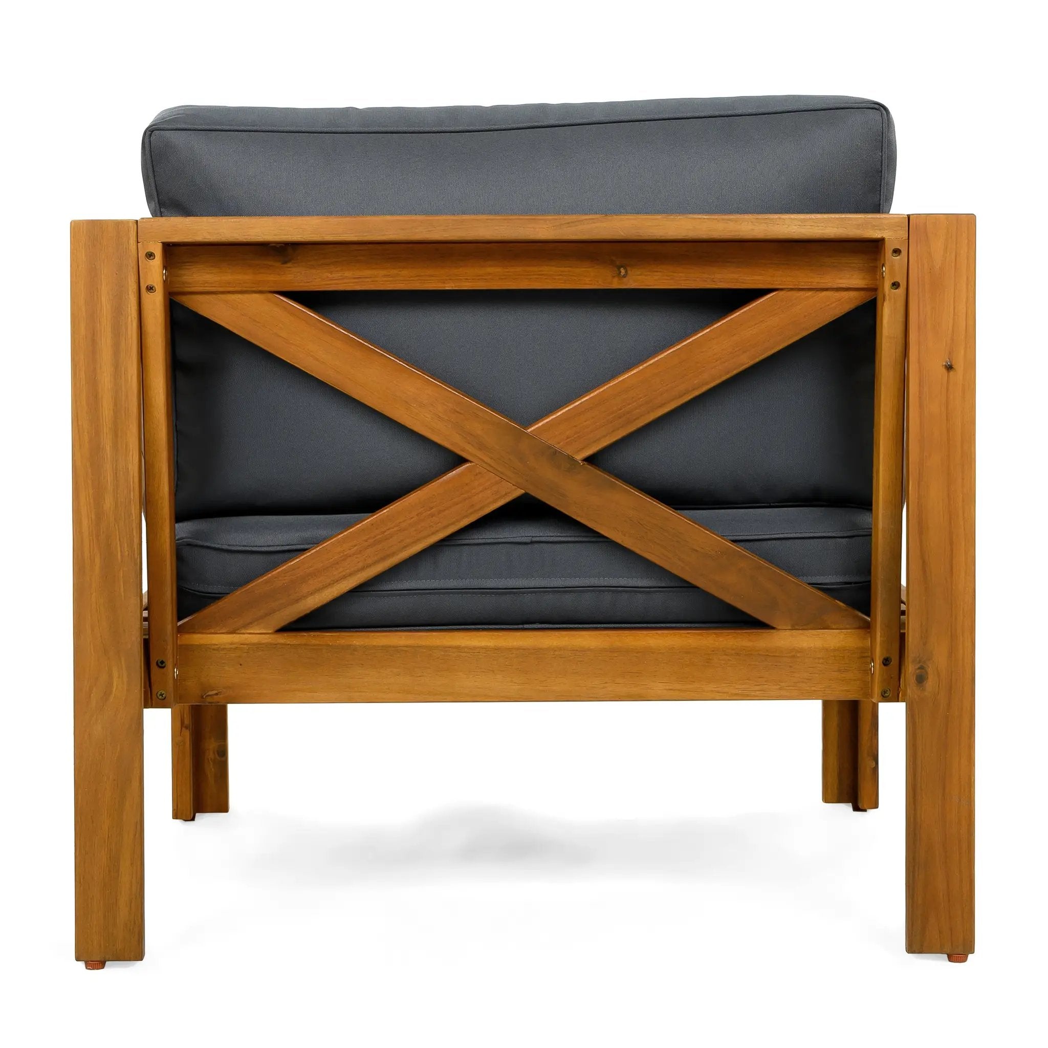 Patio Conversation Set with Foldable Acacia Wood Table and Cushioned Armchairs by HouseOfZazla