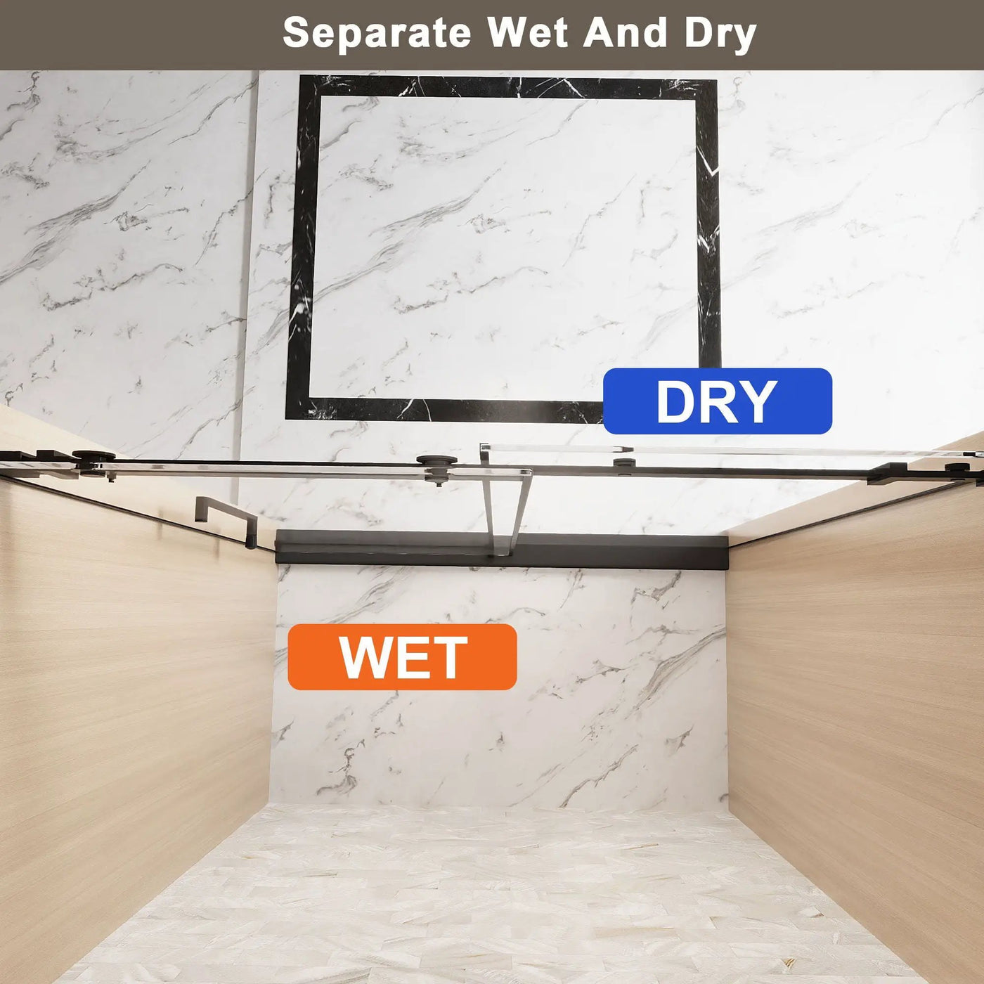 Frameless Single Sliding Shower Door, Square Tube Track by HouseOfZazla
