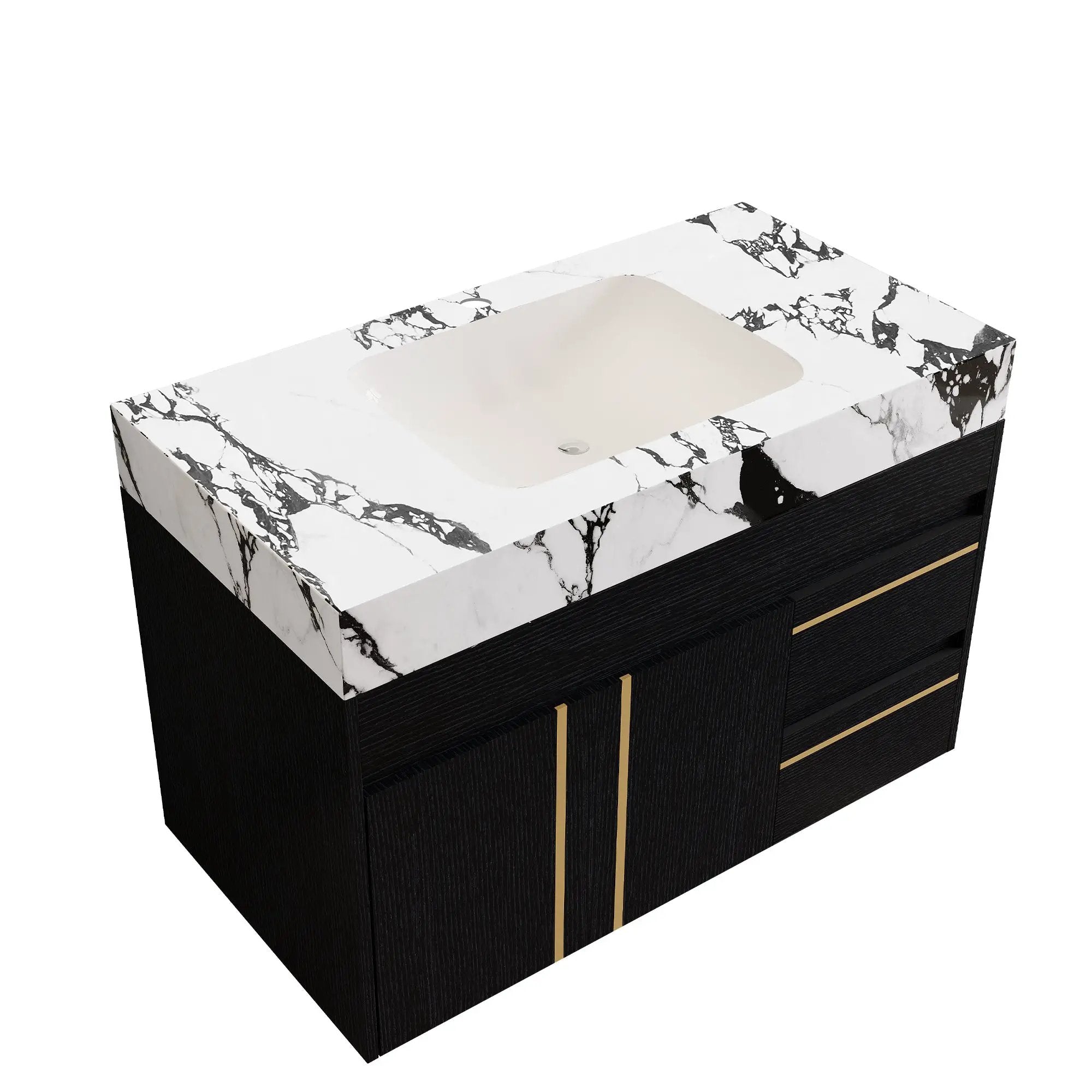 36" Floating Bathroom Vanity with Ceramic Sink and Faux Marble Top by HouseOfZazla