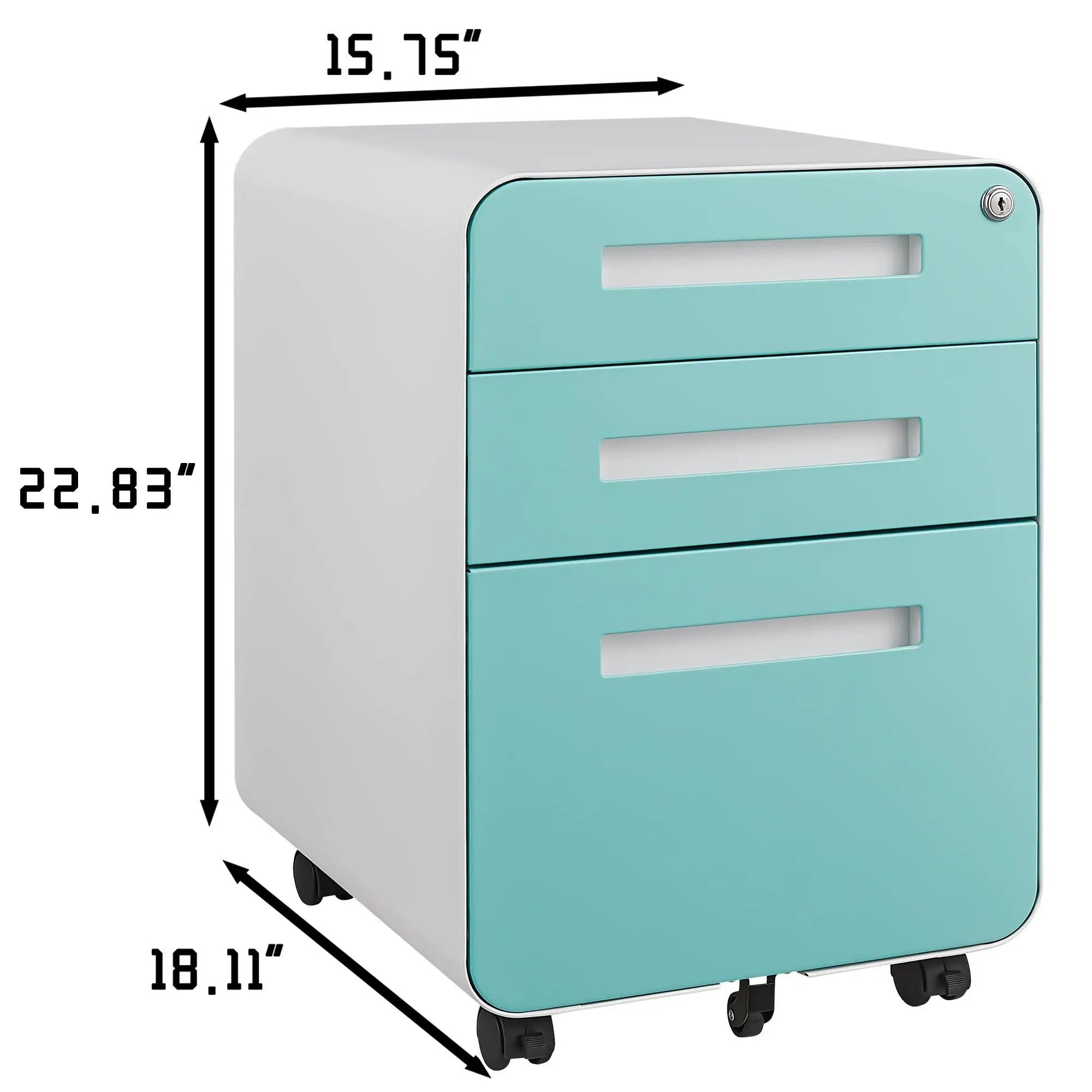 3 Drawer Mobile File Cabinet Under Desk Office, Simple Style Versatile Storage Cabinet For Legal / Letter / A4 Files, 5 Wheel Design Anti-Tilting Cold Rolled Steel Waterproof Moisture-Proof by Unique Piece Furniture