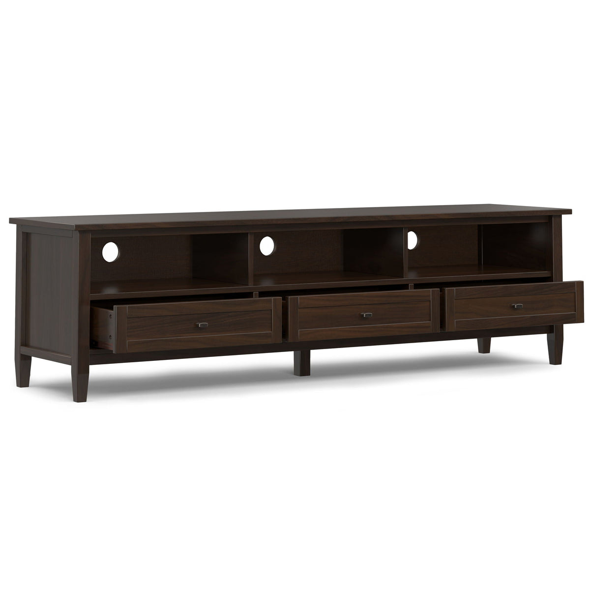 Handcrafted Low TV Media Stand with Shaker Style Drawers - Light or Dark Brown, photo 2 of 13