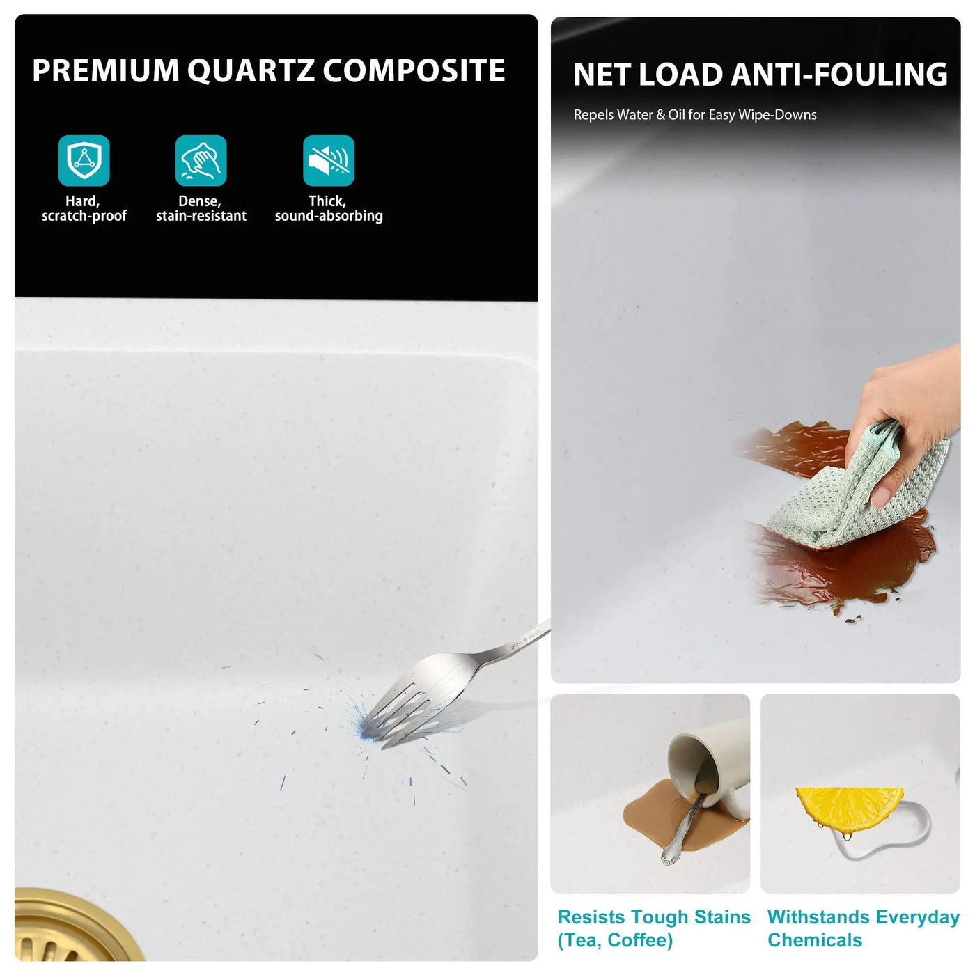 Quartz Composite Undermount Single Bowl Kitchen Sink by HouseOfZazla