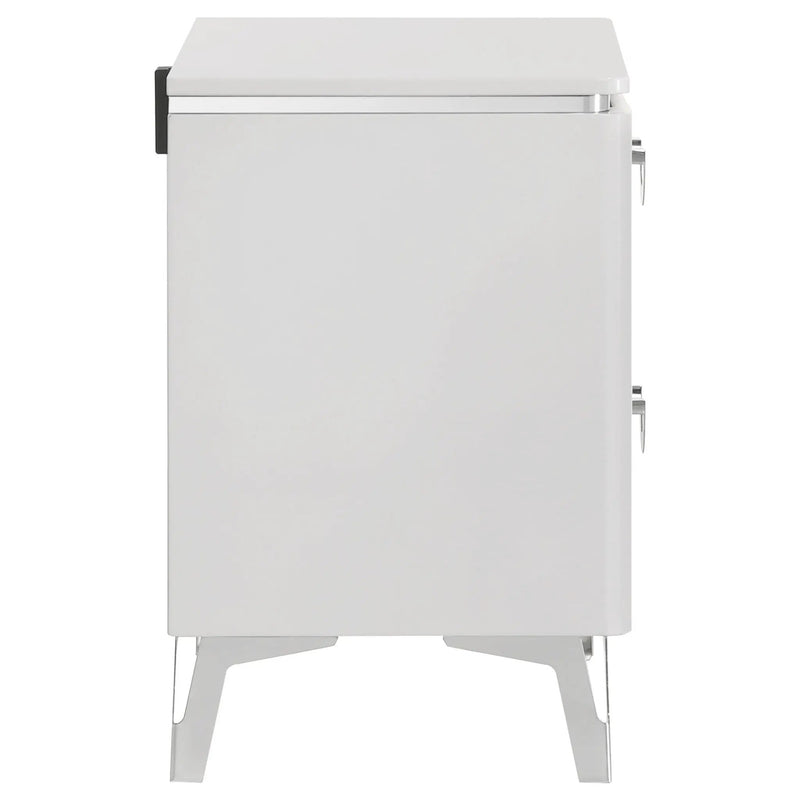 Cassia 2-drawer Nightstand Bedside Table White High Gloss by Unique Piece Furniture